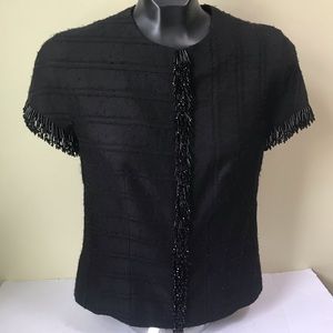 Reformation Marlowe Beaded Silk Jacquard Top Shirt Blouse Neutral Dressy Crew S